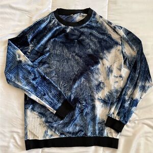 SHEIN Men's Navy and White Tie-Dye Crewneck Top